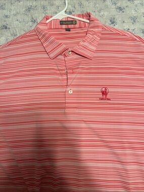 Peter Millar DeBordieu Pink and White Striped Polo